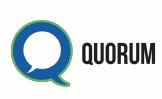 Picture of a conversation bubble icon inside another conversation bubble shaped like a Q and text next to it. It says:
QUORUM