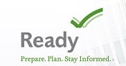 Picture of image that has a check mark and words. It says:
Ready (check mark)
Prepare. Plan. Stay Informed